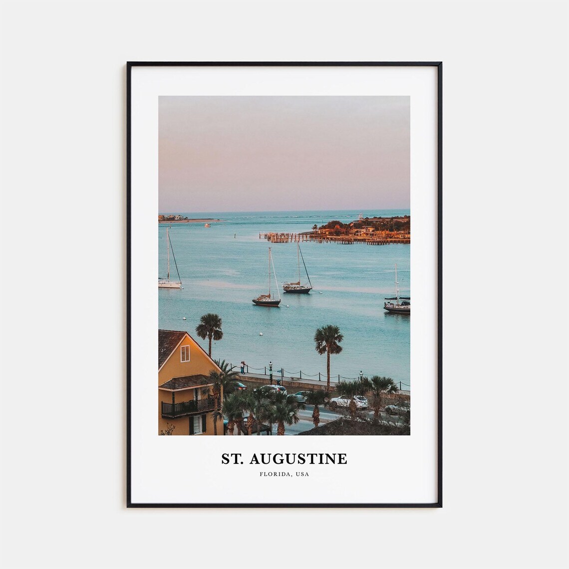 St. Augustine Travel Poster, Florida USA Map Art