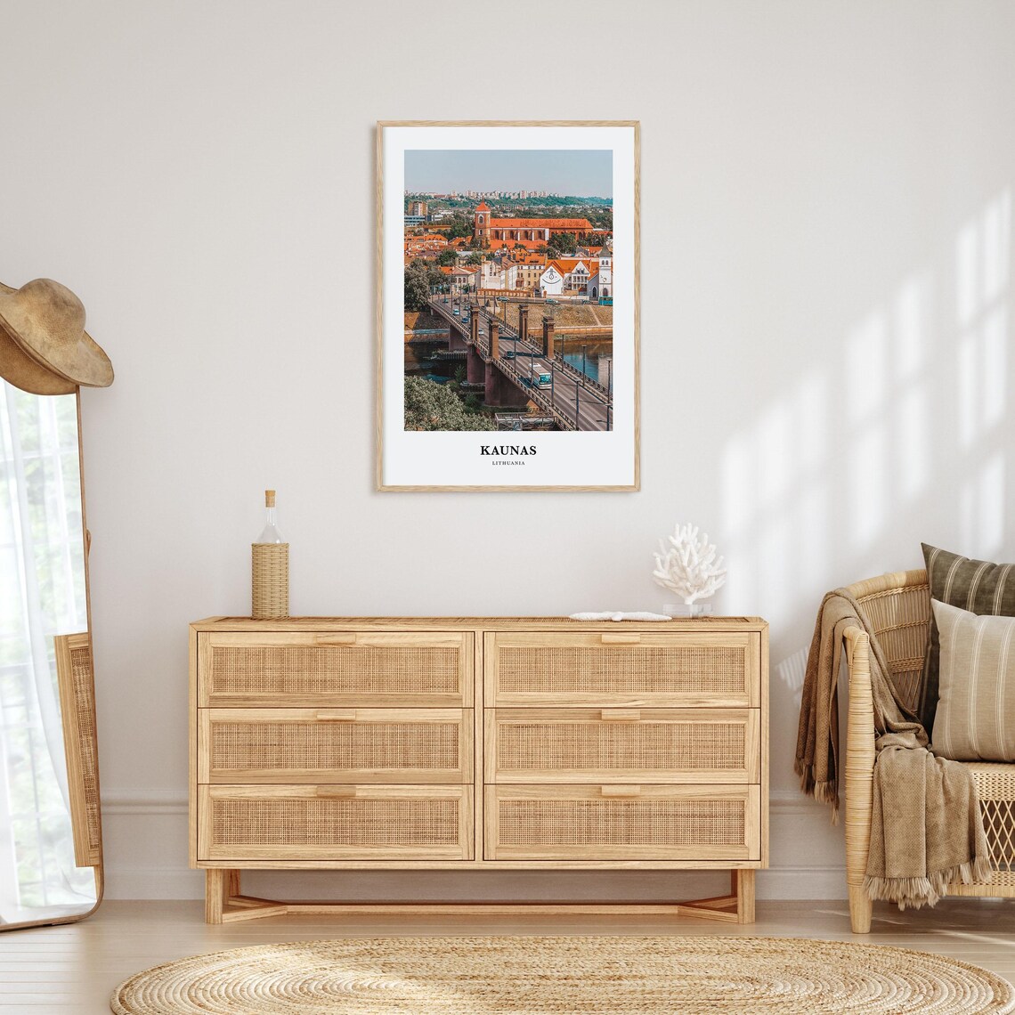 Kaunas Lithuania Bridge Red Roof Old Town Travel Photo Poster - Image 2