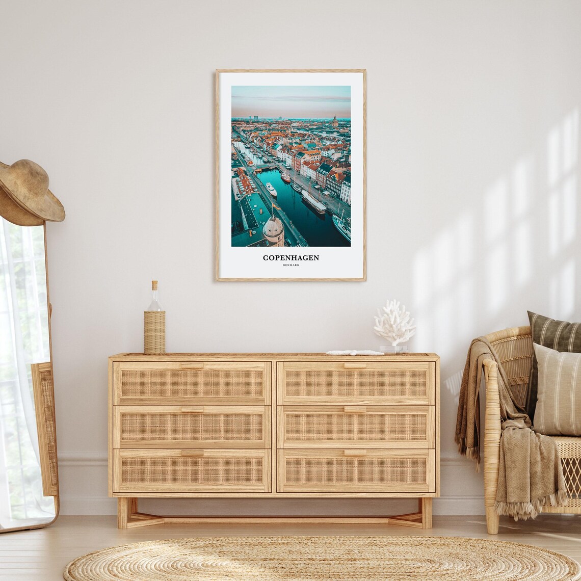 Copenhagen Denmark Nyhavn Harbor Aerial View at Dusk Travel Poster - Image 2