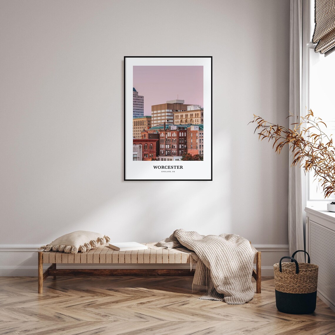 Worcester England Historic Brick Downtown Dusk Travel Poster - Image 3
