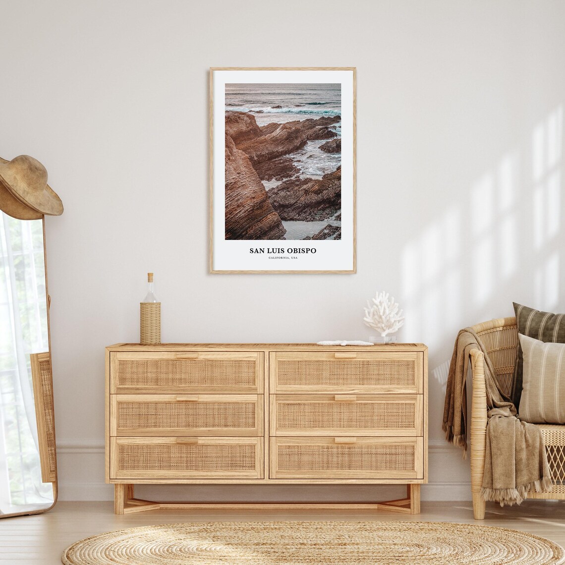 San Luis Obispo California Rocky Ocean Coast Waves Travel Photo Poster - Image 2