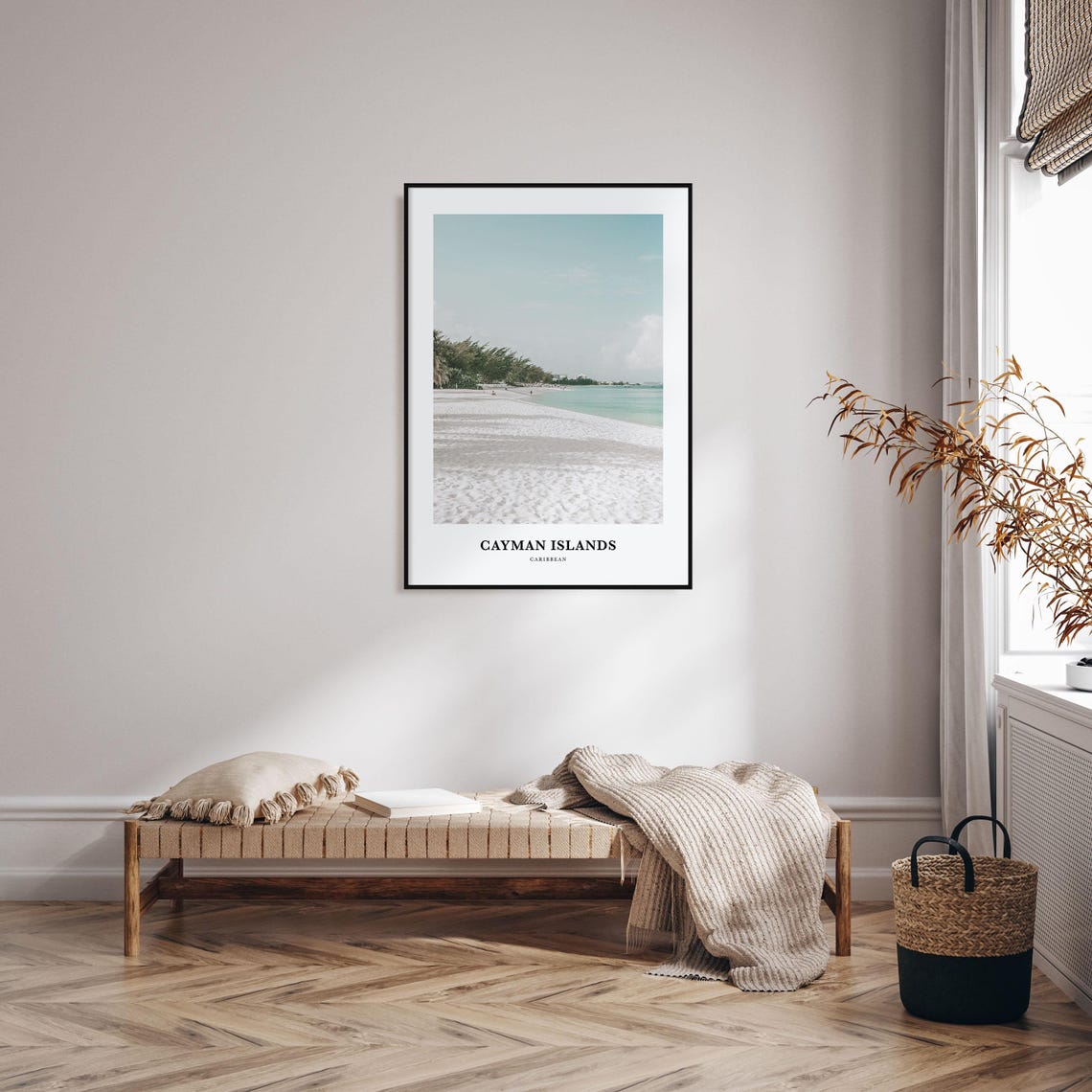 Cayman Islands Caribbean White Sand Beach Coastal Travel Art Poster - Image 3