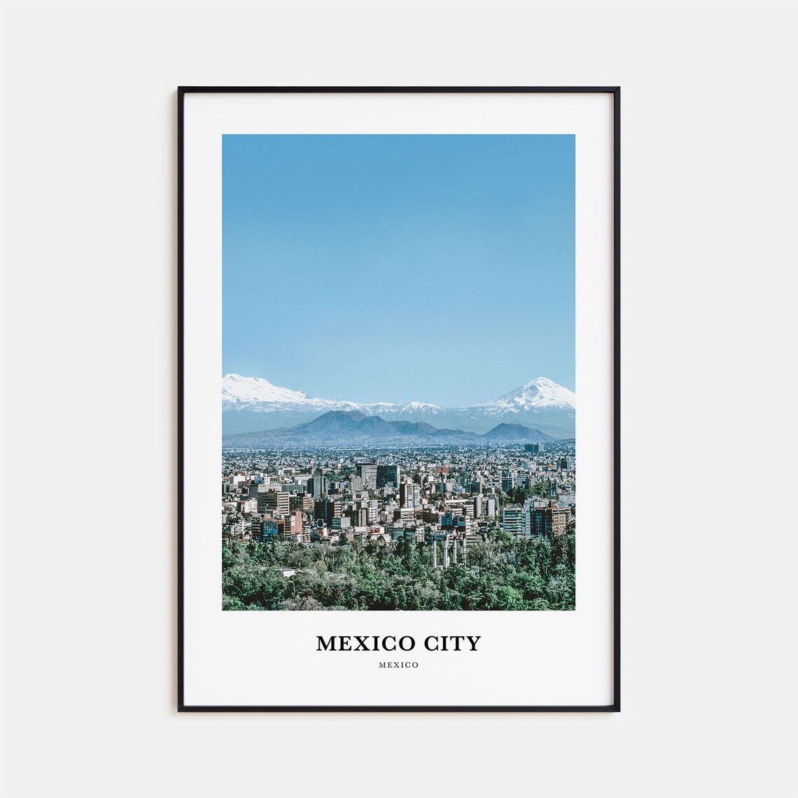 Mexico City Volcano Peaks Snowy Skyline Urban Panorama Poster