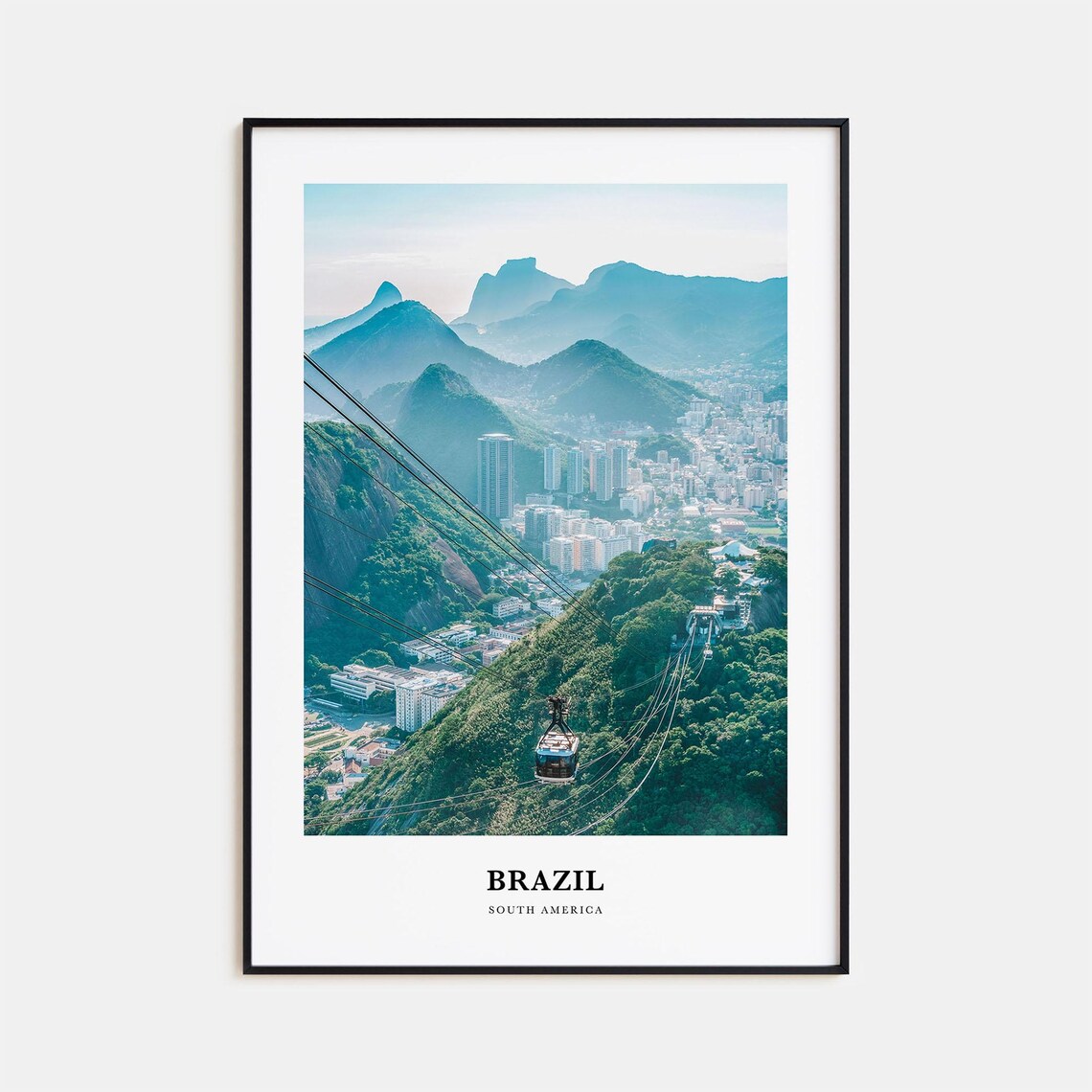 Brazil Rio De Janeiro Cable Car Over The Mountains Travel Poster