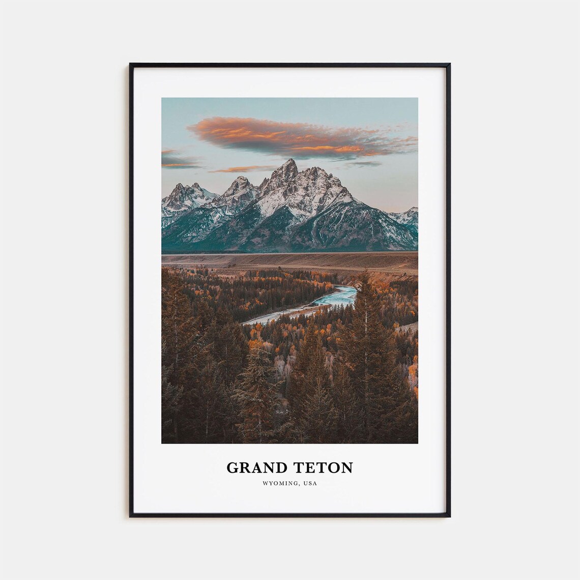 Grand Teton National Park Travel Poster, Wyoming USA