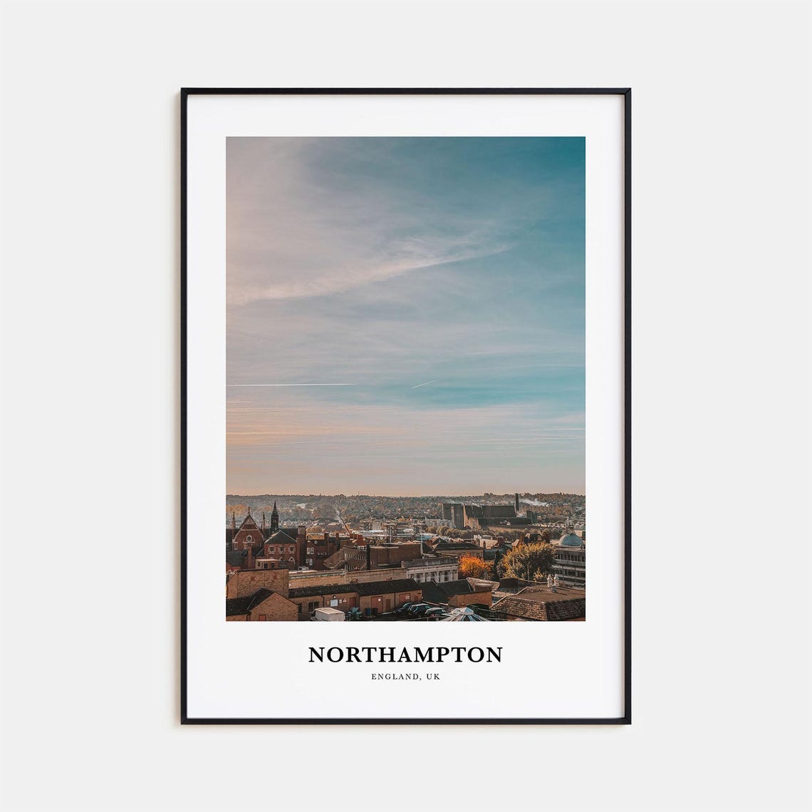 Northampton England Town Skyline Dusk Panoramic Photo Poster