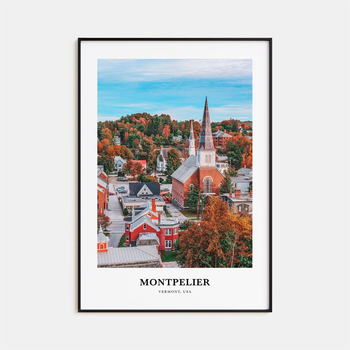 Montpelier Vermont USA Fall Foliage Historic Town Photography Print