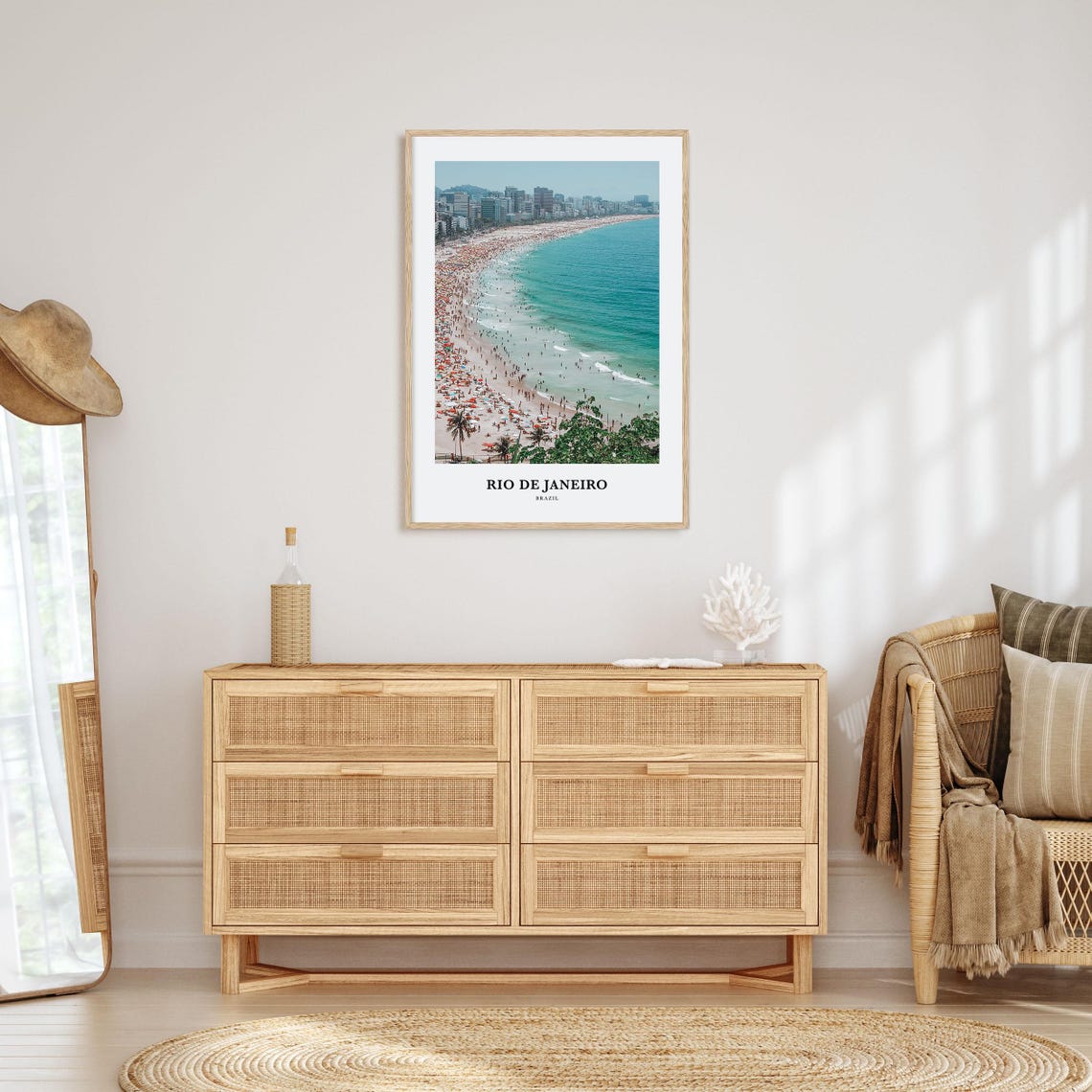 Rio de Janeiro Crowded Tropical Beach Shoreline Aerial Travel Poster - Image 2