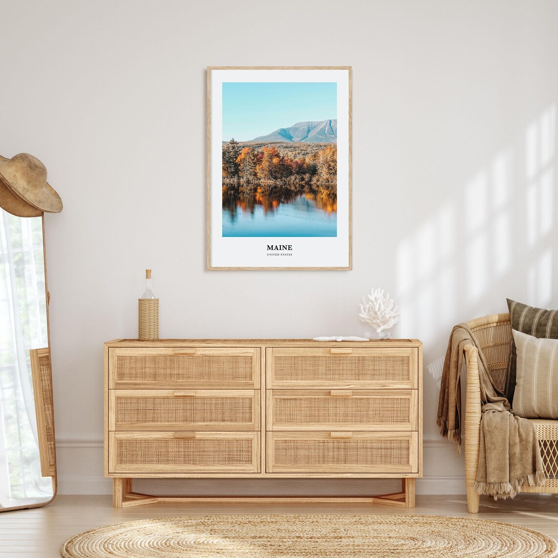 Maine United States Autumn Lake Mountain Photo Travel Poster - Image 2