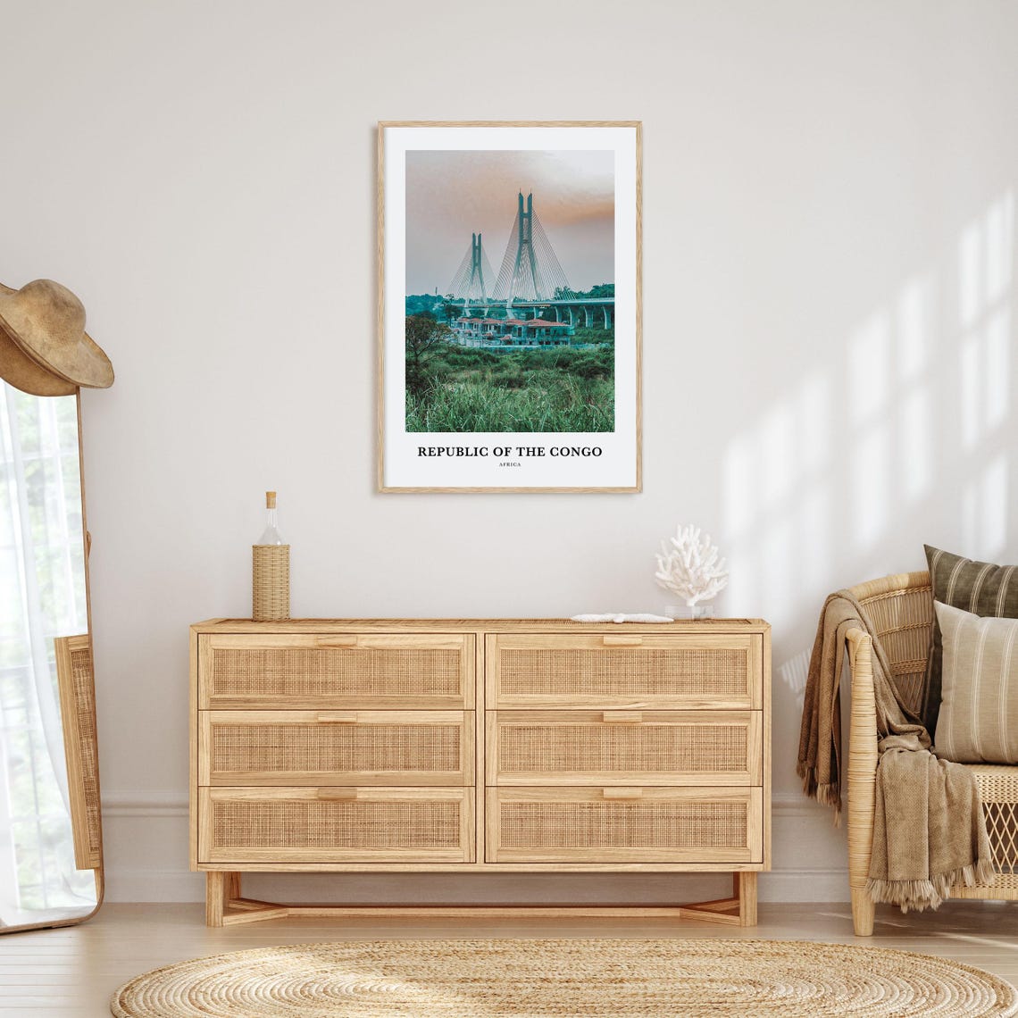 Republic of the Congo Africa Cable Stayed Bridge Landscape Poster - Image 2