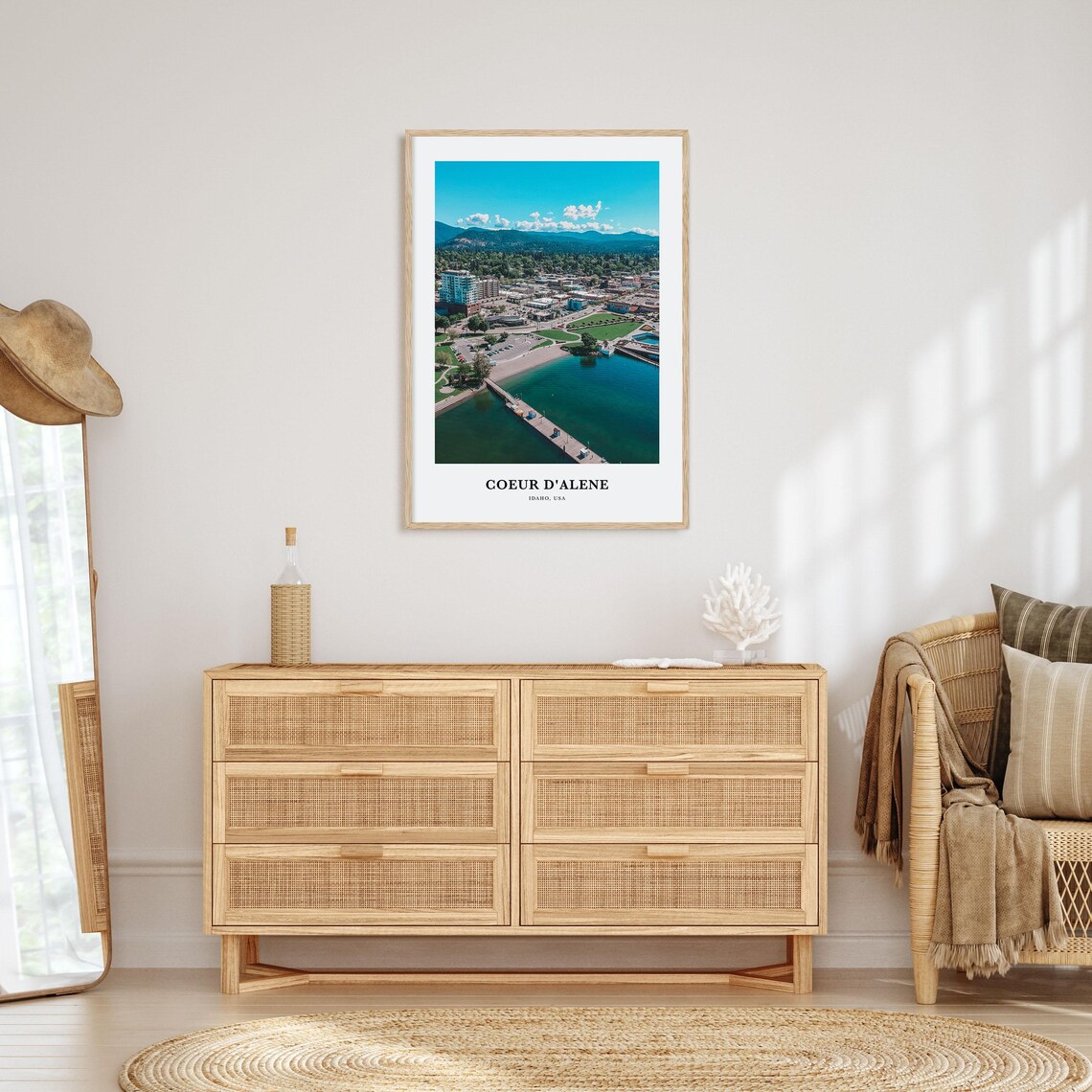 Coeur dAlene Idaho Lakefront Boardwalk Aerial View Photo Poster - Image 2