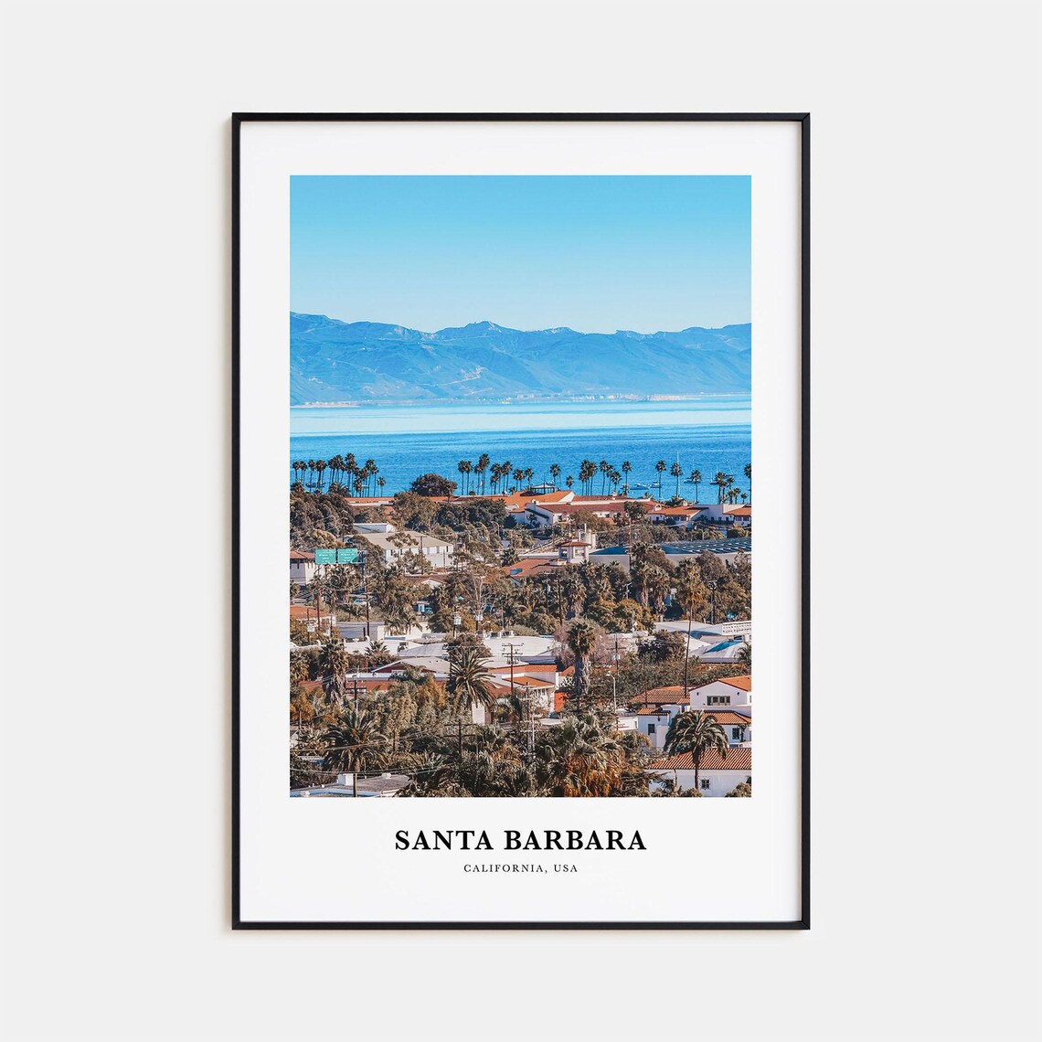 Santa Barbara California Travel Poster, Photo Map Art