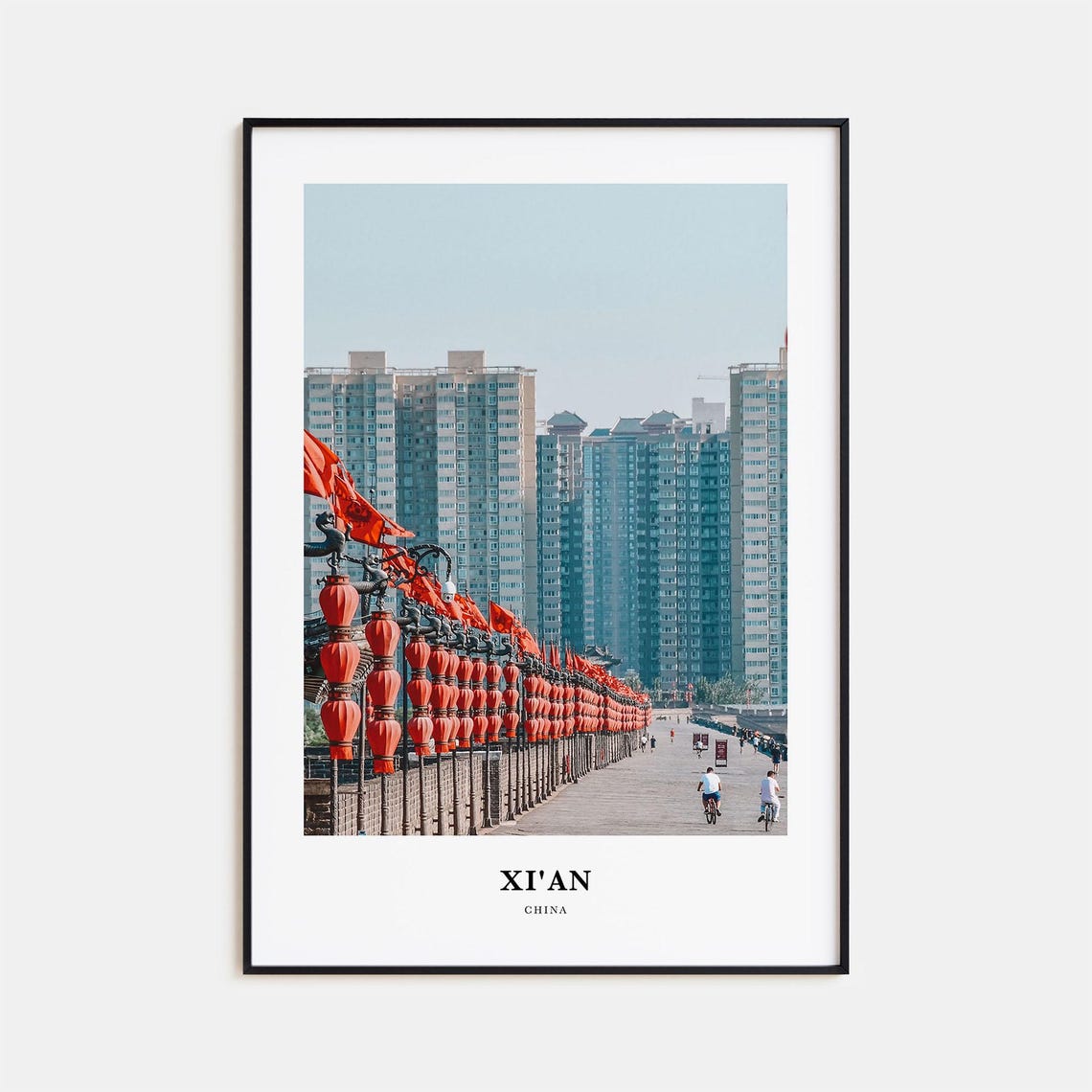 Xian China City Wall Red Lanterns Historic Street Travel Poster