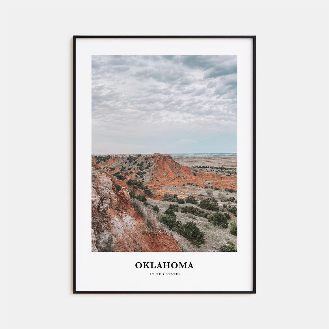 Oklahoma Red Rock Canyon Landscape Photography Travel Poster USA
