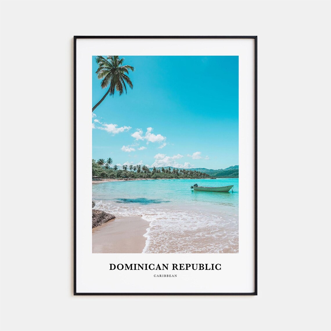 Dominican Republic Caribbean Beach Boat Photo Tropical Poster
