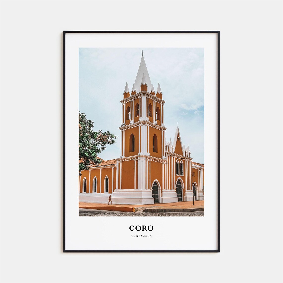 Coro Venezuela Colonial Orange Church Minimalist Travel Poster