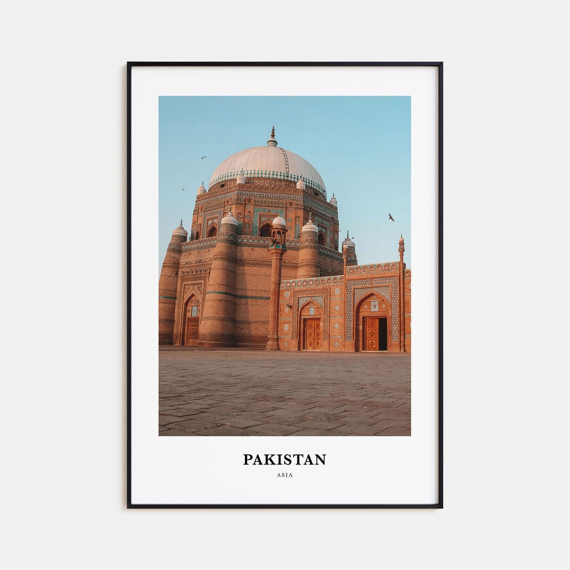 Pakistan Asia Ornate Brick Mosque White Dome Tilework Art Poster