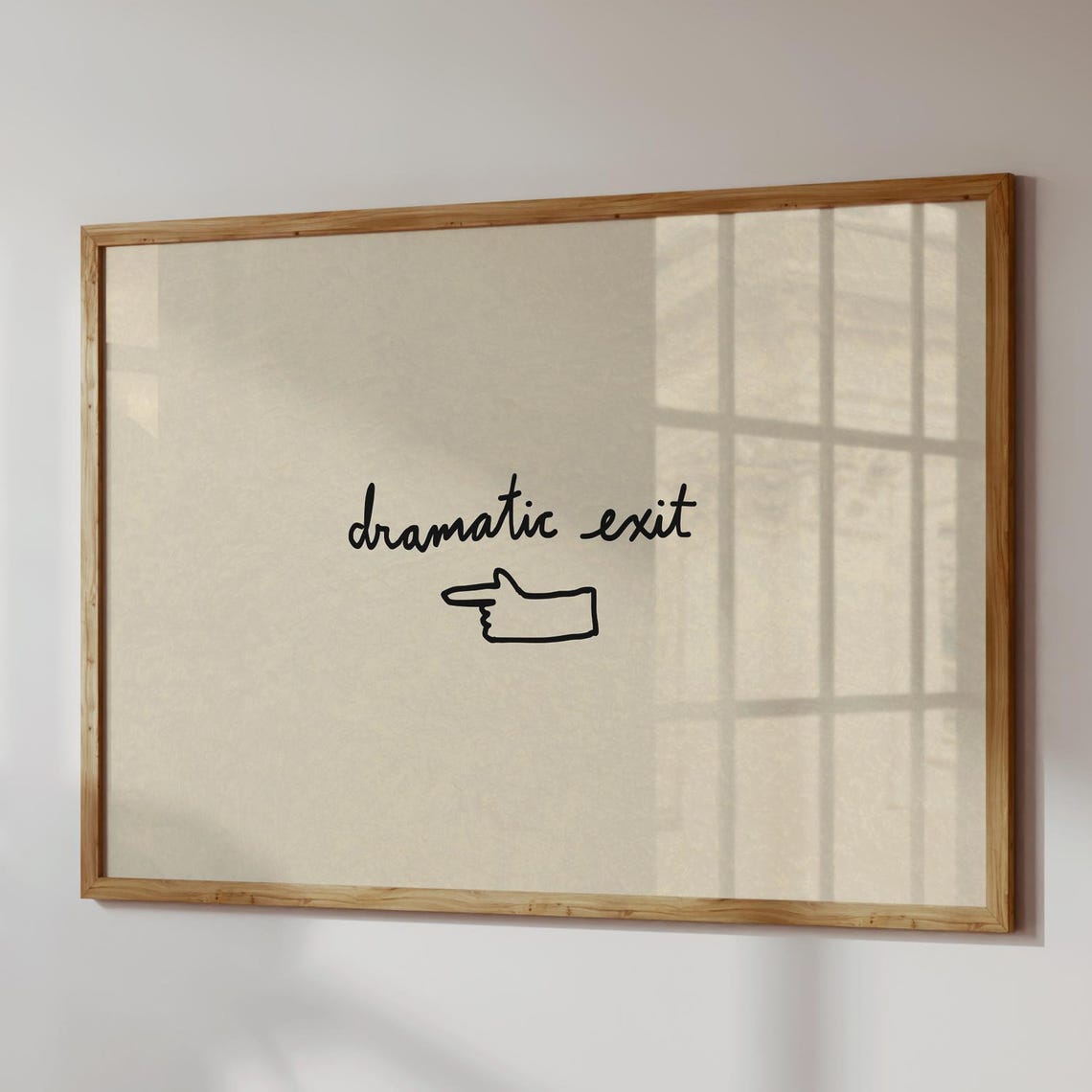 Dramatic Exit Funny Hand Drawn Pointing Arrow Hallway Wall Print