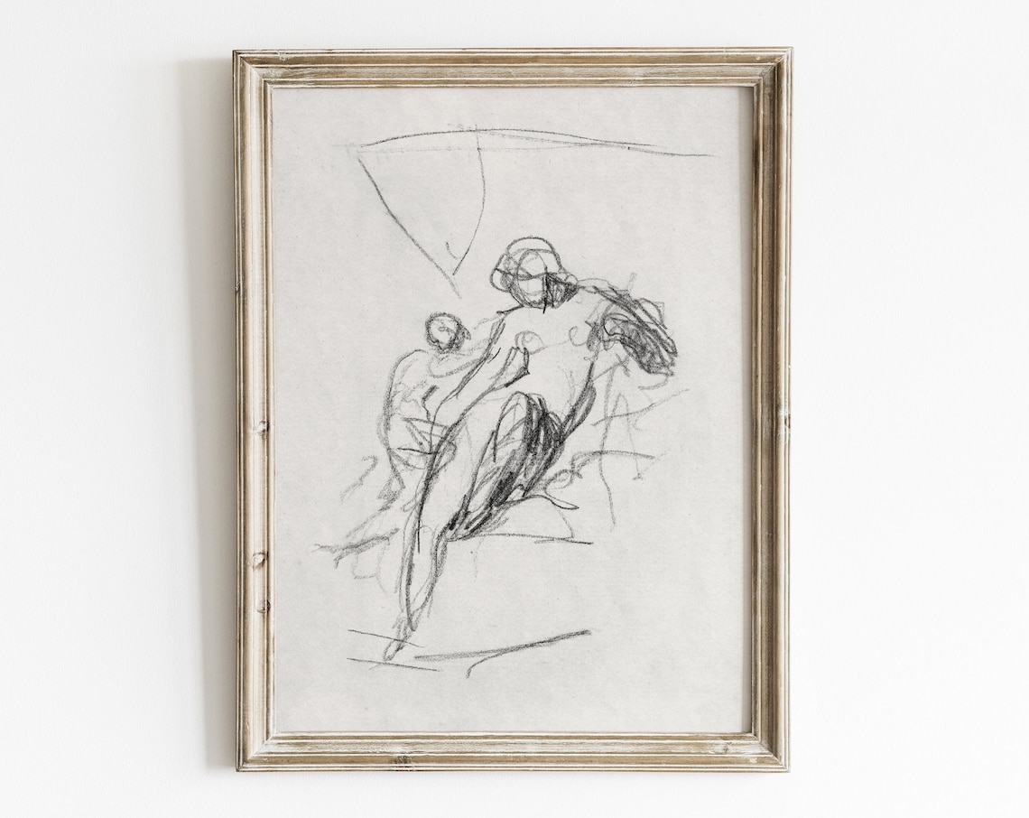 Abstract Woman Figure, Vintage Line Art Print