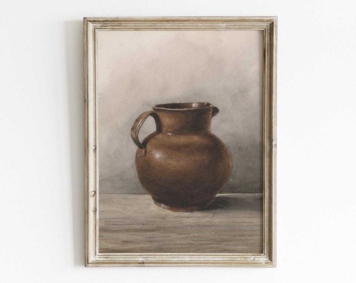 Farmhouse Kitchen Jug, Vintage Pottery Art Print