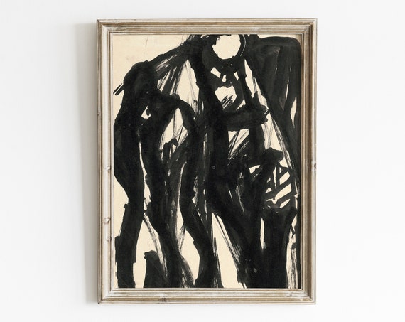 Vintage Abstract Figure Line Art Sketch Wall Art Print