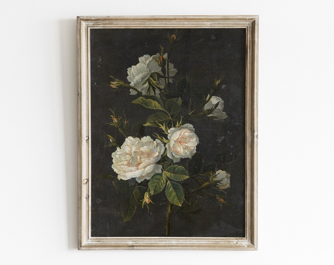 Antique Roses Still Life, Oil Painting Art Print