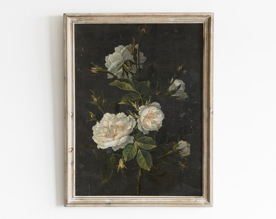 Antique Roses Still Life, Oil Painting Art Print