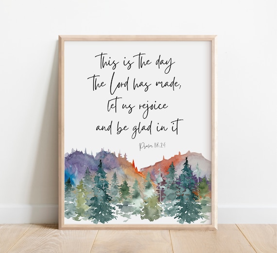 Psalm 118:24 This Is The Day Watercolor Forest Scripture Poster