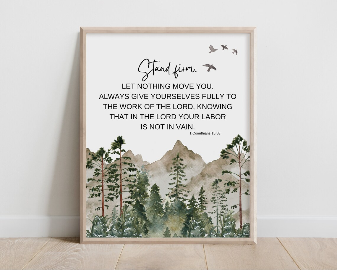 1 Corinthians 15:58 Scripture Art Print, Watercolor