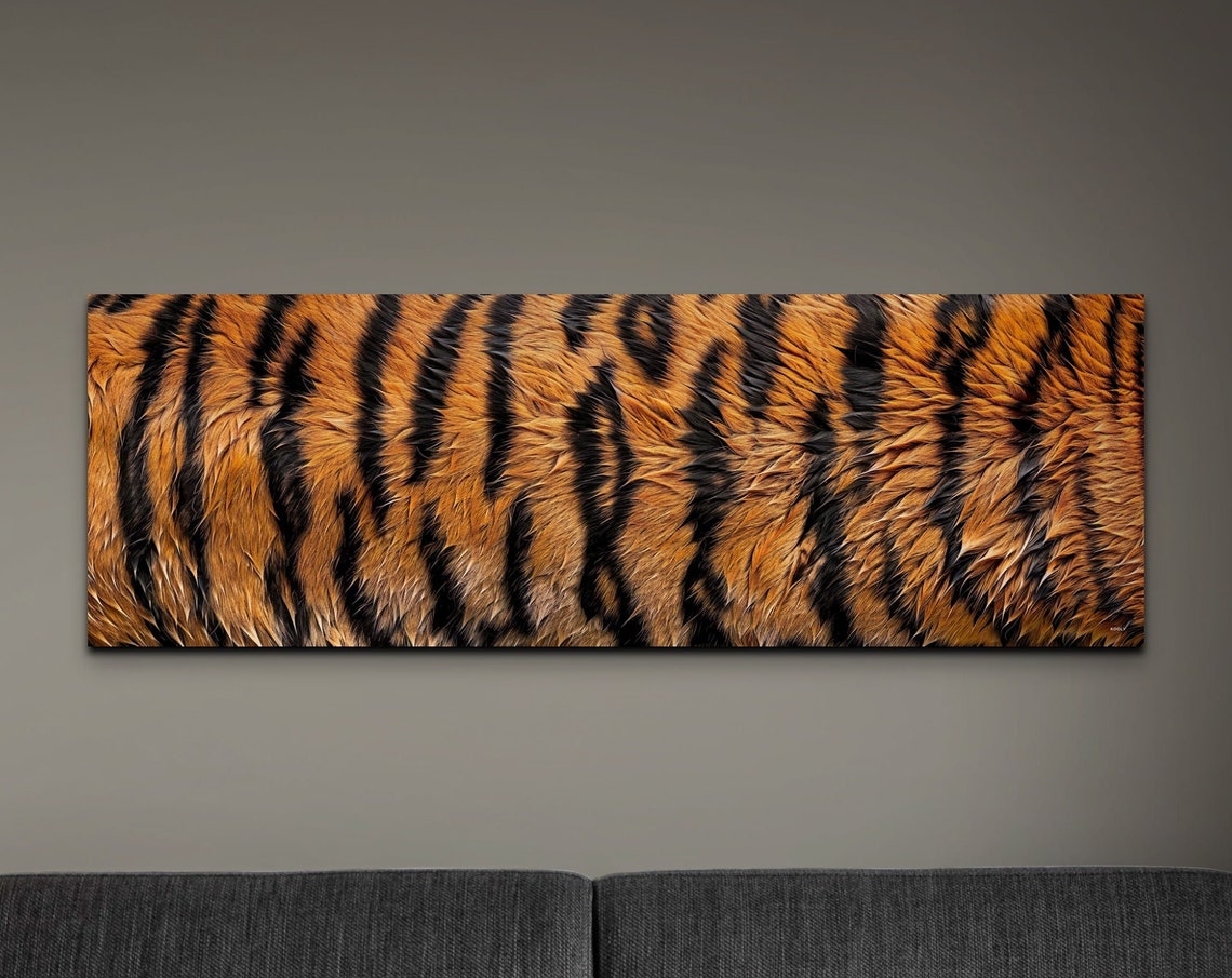 Golden Amber Tiger Stripes Fur Texture Wildlife Panoramic Poster