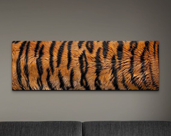 Golden Amber Tiger Stripes Fur Texture Wildlife Panoramic Poster
