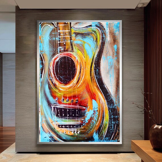Abstract Guitar Painting Colorful Music Wall Decor Art Poster