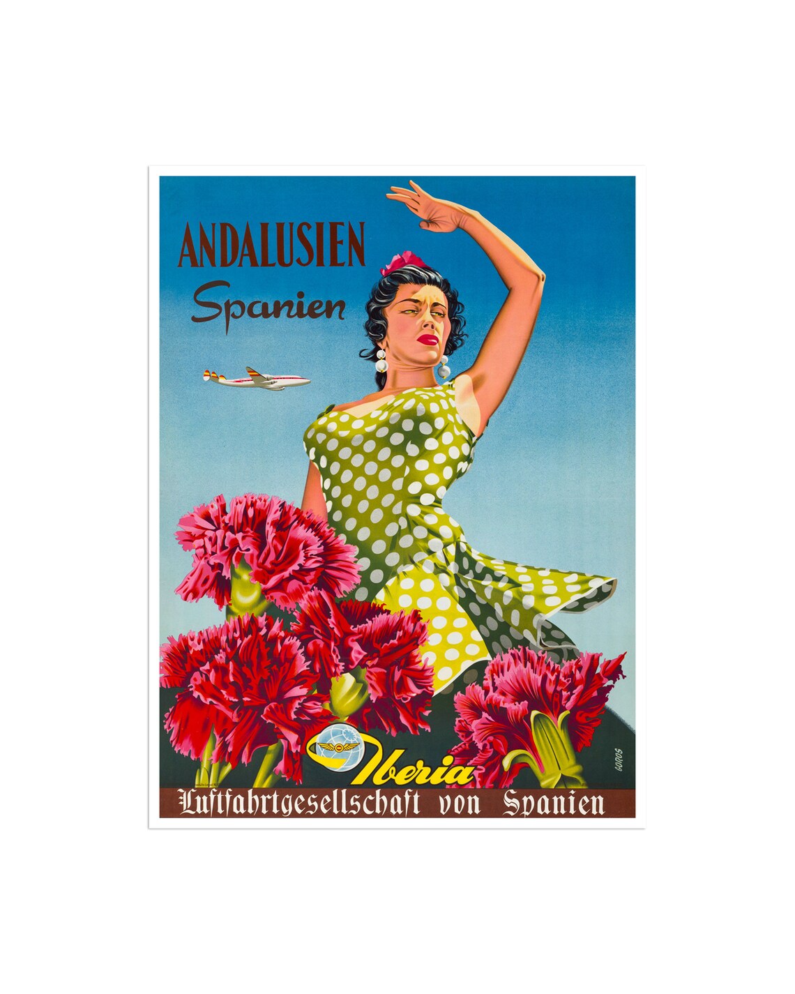 Andalusia Spain Vintage Iberia Flamenco Dancer Travel Poster