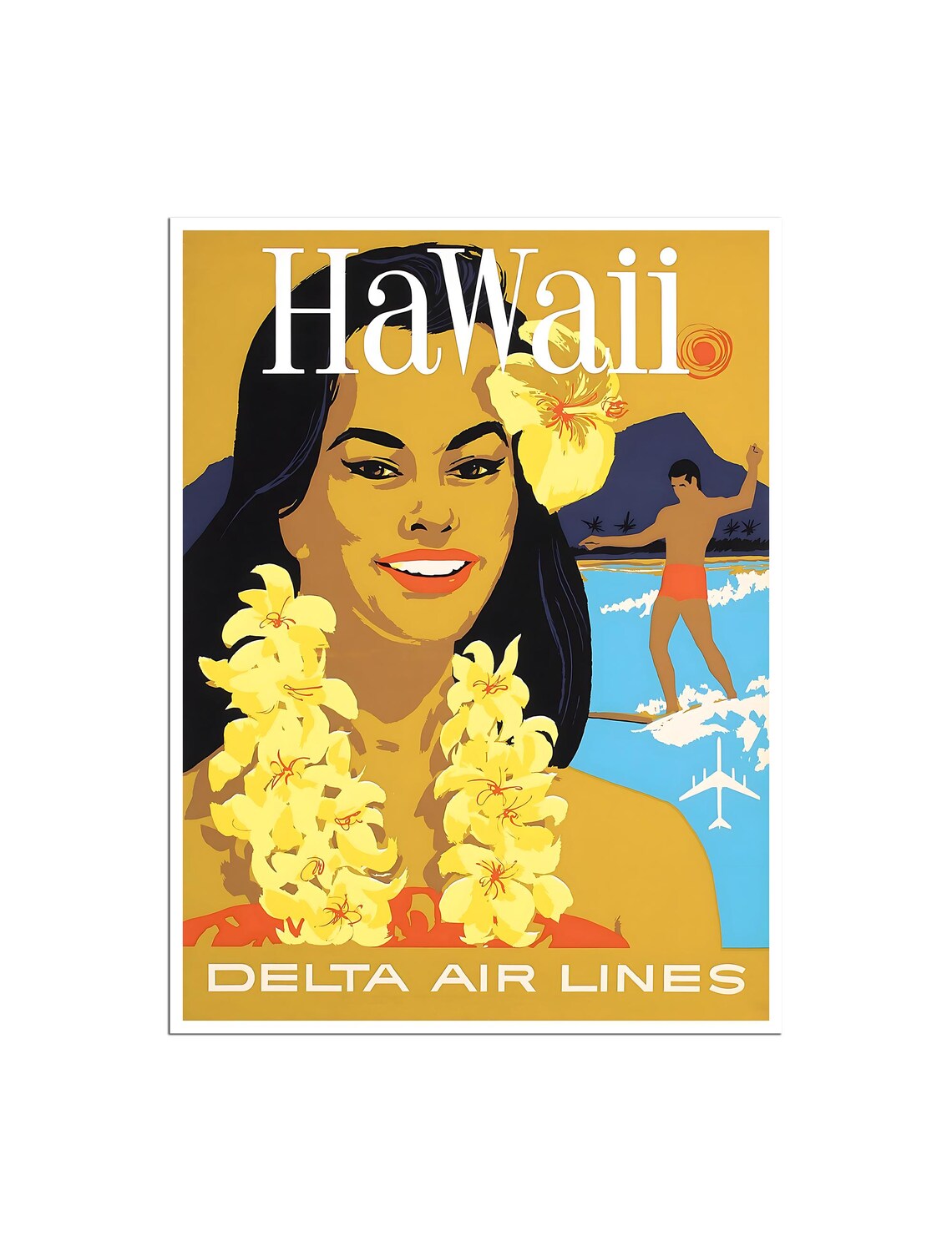 Hawaii Art Hawaiian Print Delta Airlines Travel Poster Zt644a