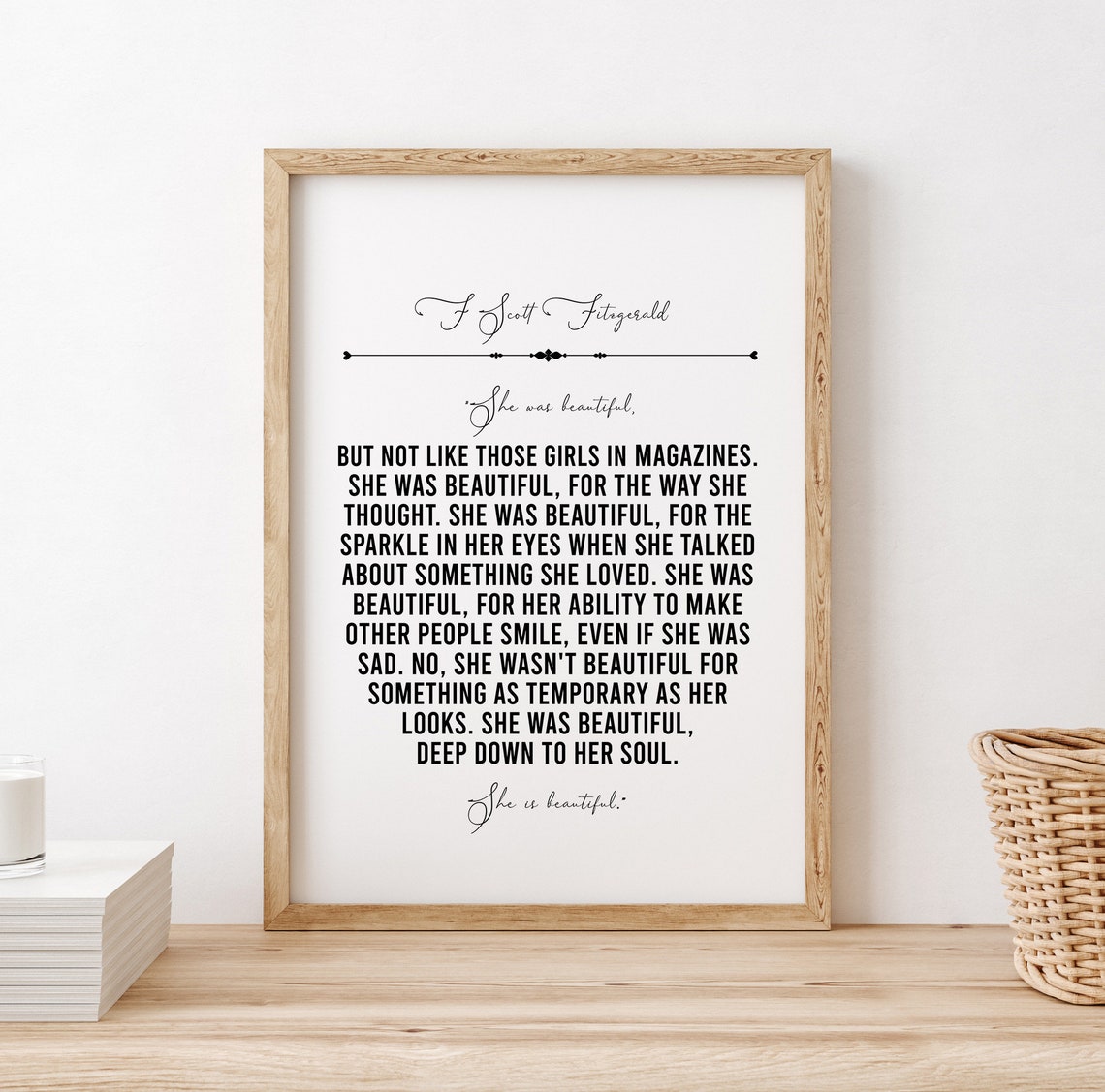 F Scott Fitzgerald She Was Beautiful Quote Deep Down Soul Poster - Image 2