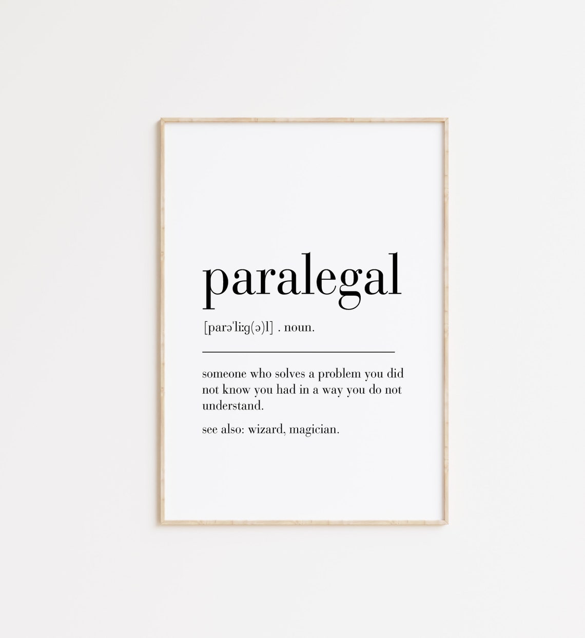 Paralegal Noun Funny Definition Wizard Magician Law Gift Poster