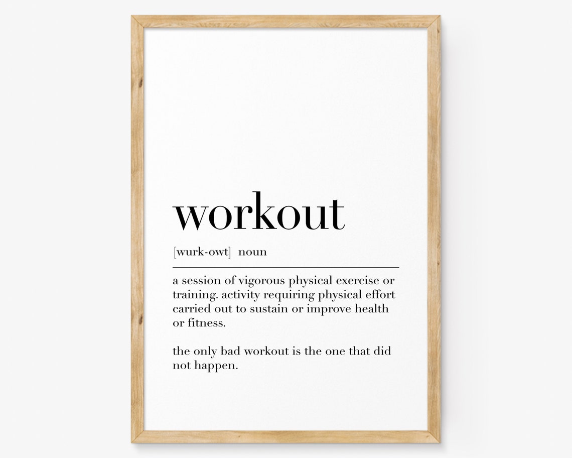 Workout Poster Workout Definition Print Workout Wall Decor Quote Wall Art Decor Minimalist Print Dictionary Art