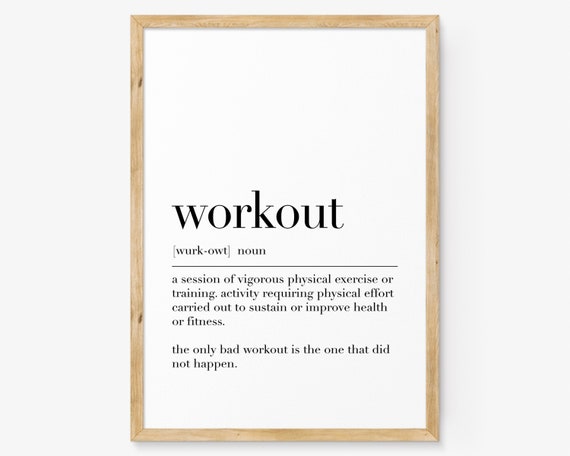 Workout Poster Workout Definition Print Workout Wall Decor Quote Wall Art Decor Minimalist Print Dictionary Art