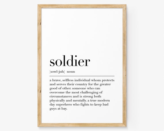 Soldier Soldier Print Soldier Definition Poster Soldier Wall Decor Gift For Soldier Dictionary Poster Soldier Quote Poster