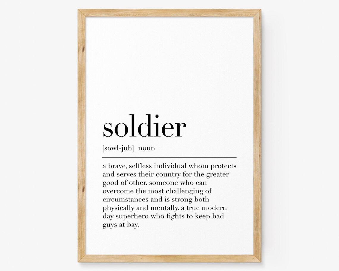 Soldier Dictionary Definition Military Tribute Typography Poster