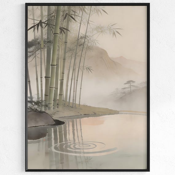 Bamboo Forest Poster Japanese Minimalist Nature Print
