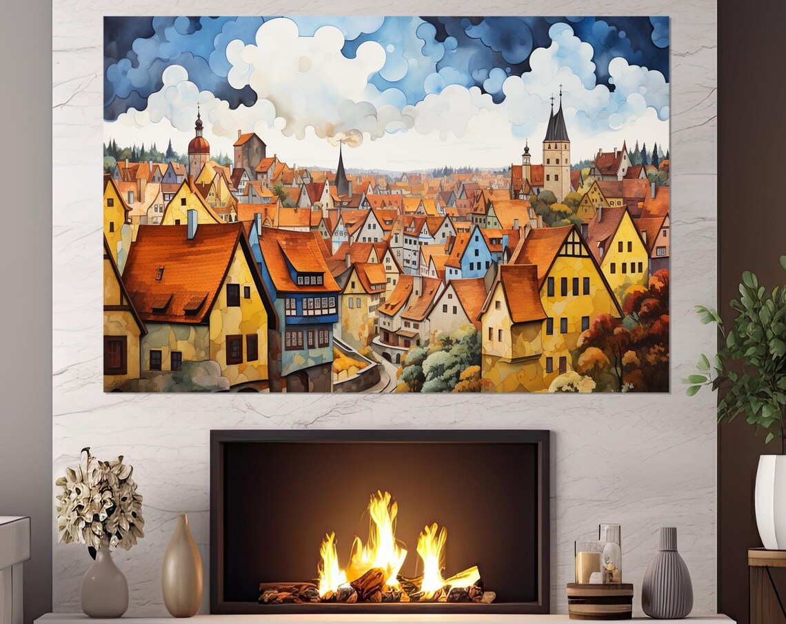 Rothenburg Abstract Wall Art Print, German Poster