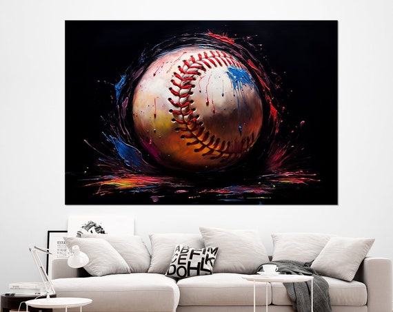 Abstract Baseball Painting Print Baseball Wall Art Baseball Poster Baseball Club Wall Decor Framed And Ready To Hang