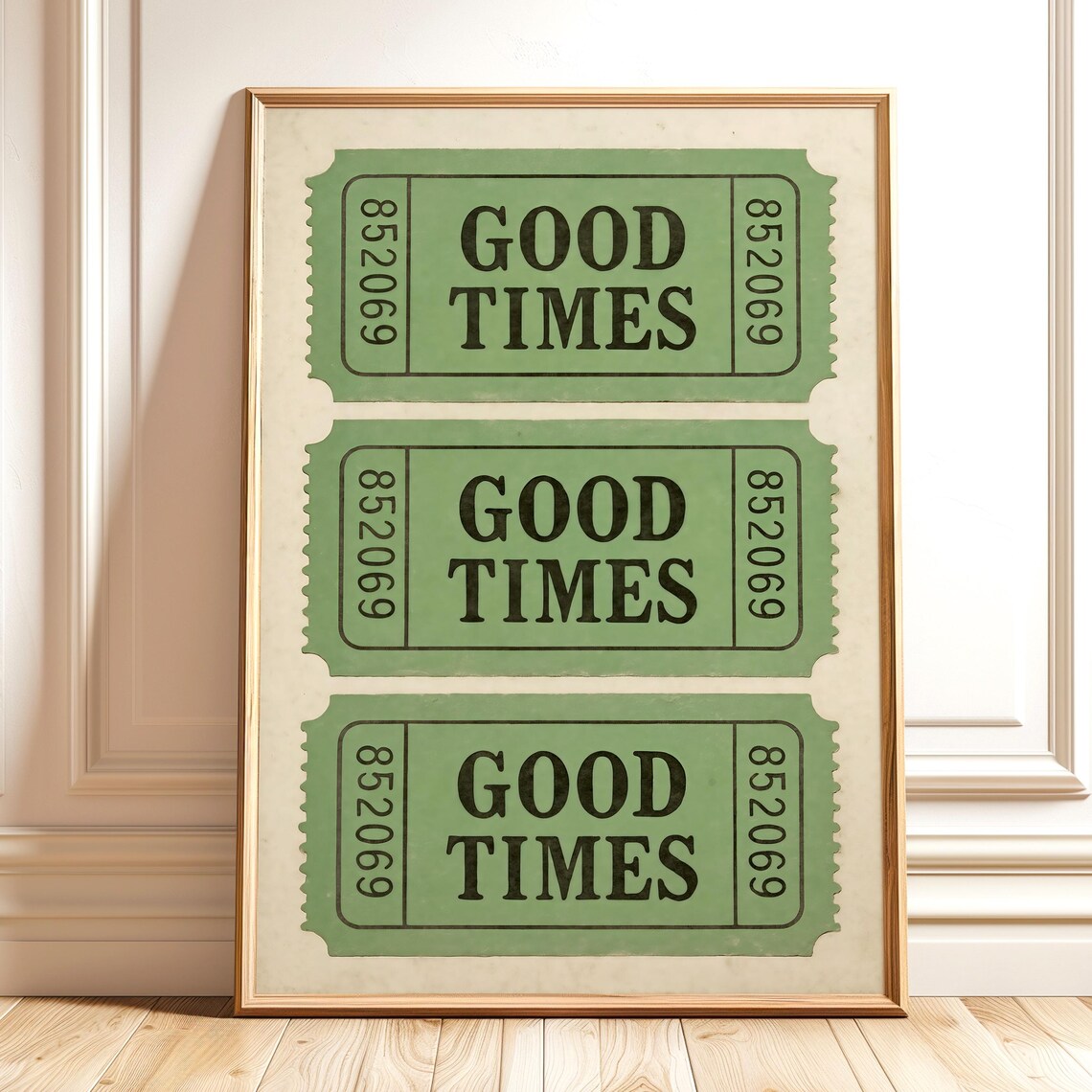 Retro Good Times Ticket Art Print, Apartment Bar Decor
