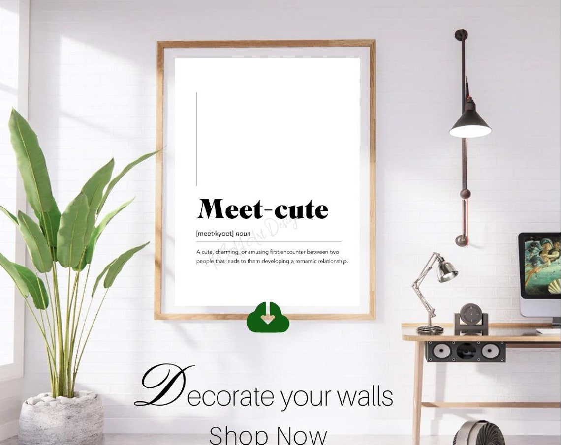 Meet-cute Romantic Encounter Dictionary Definition Black Art Poster - Image 4
