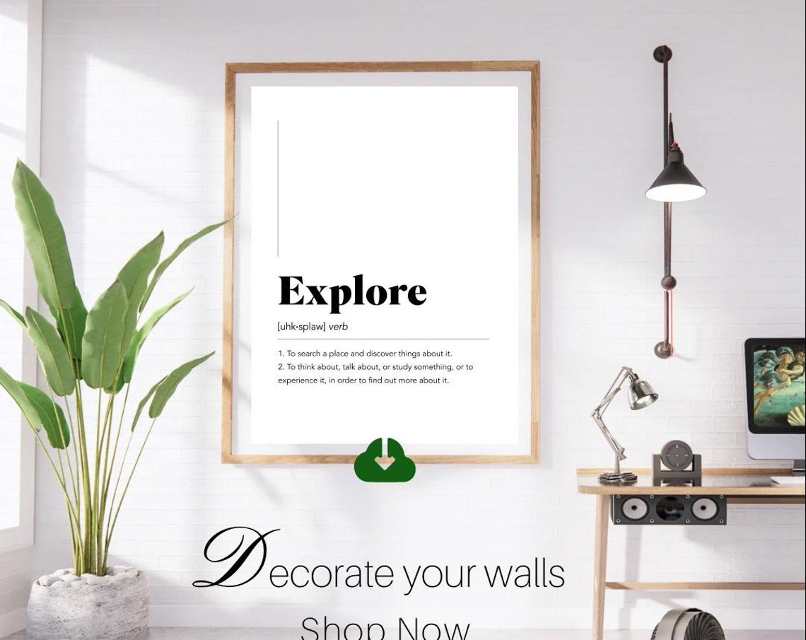 Explore Dictionary Definition Minimalist Adventure Word Art Poster - Image 3