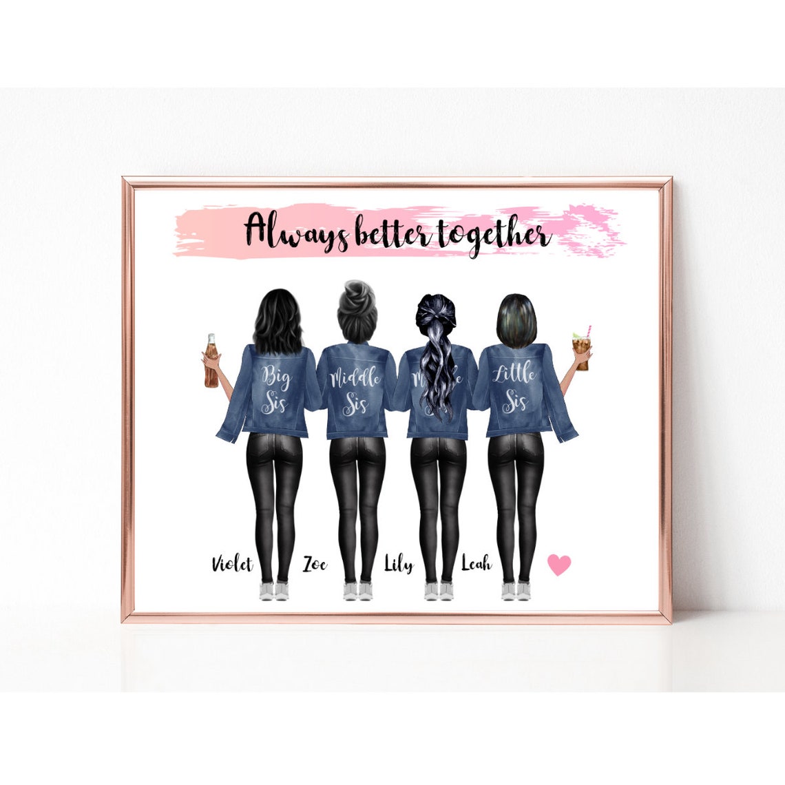 Always Better Together Three Sisters Personalized Gift Poster - Image 3