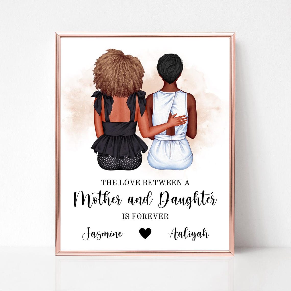 Personalized Mother and Daughter Portrait Forever Love Custom Gift Print - Image 3