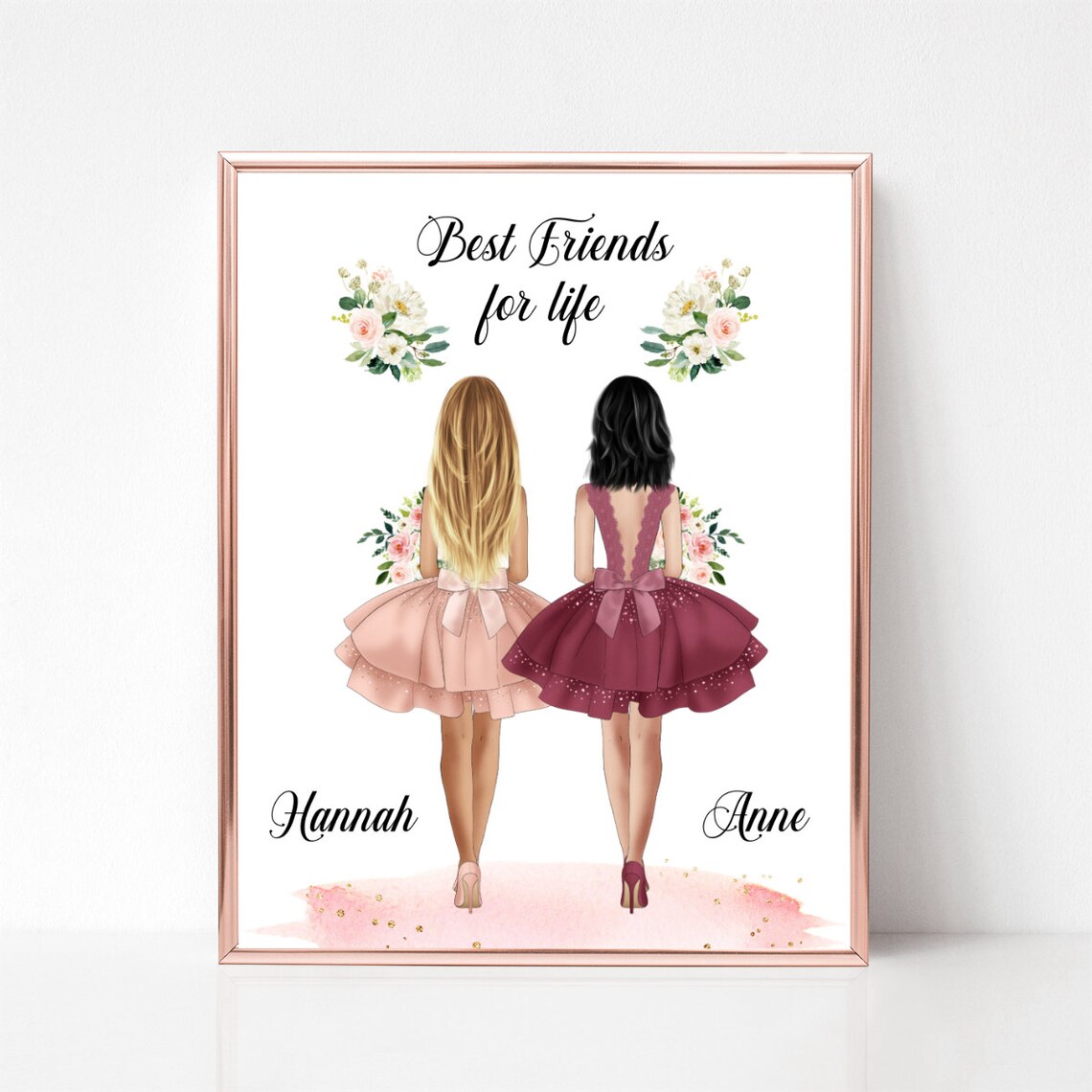 Best Friends For Life Floral Ballerina Dresses Friendship Poster