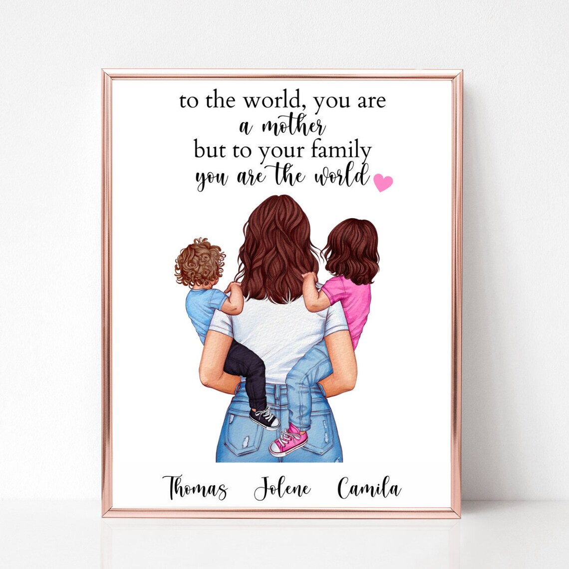 Mom Carrying Two Toddlers From Behind You Are the World Poster